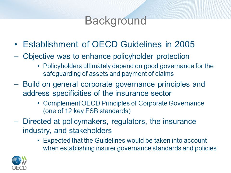 Background Establishment of OECD Guidelines in 2005