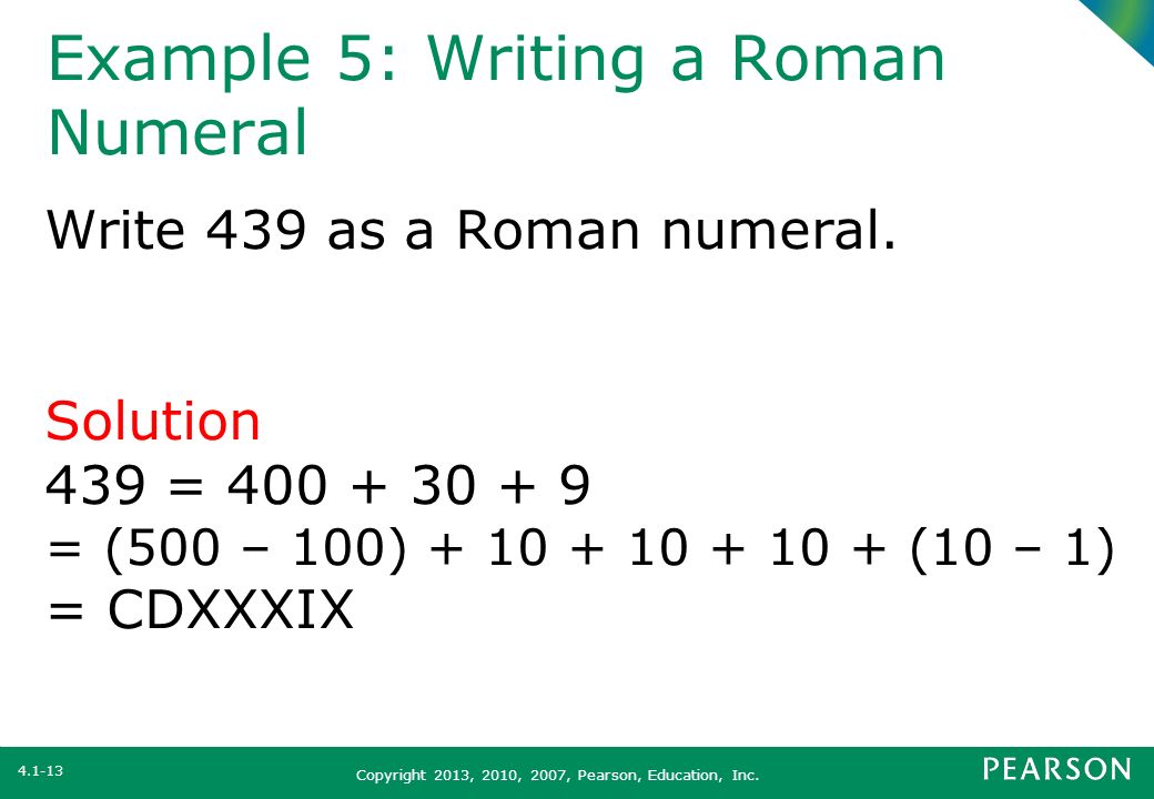 Example 5: Writing a Roman Numeral