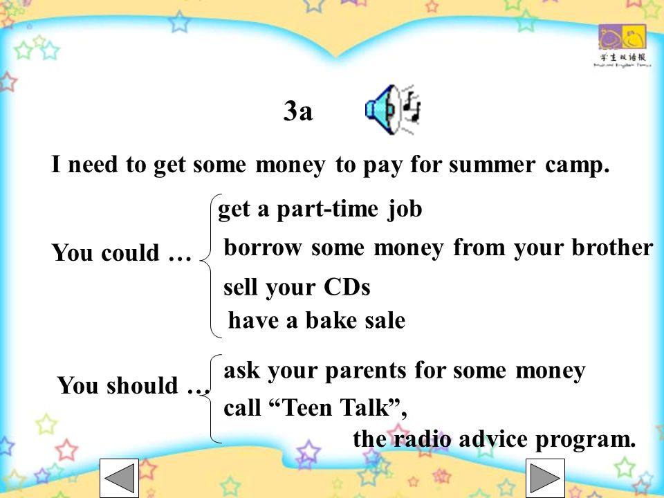 3a I need to get some money to pay for summer camp.