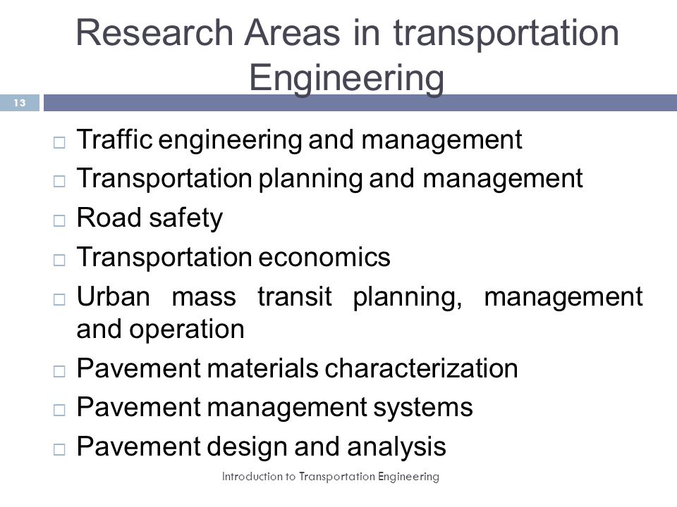Research Areas in transportation Engineering
