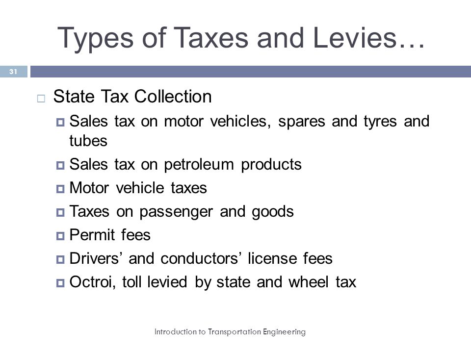 Types of Taxes and Levies…