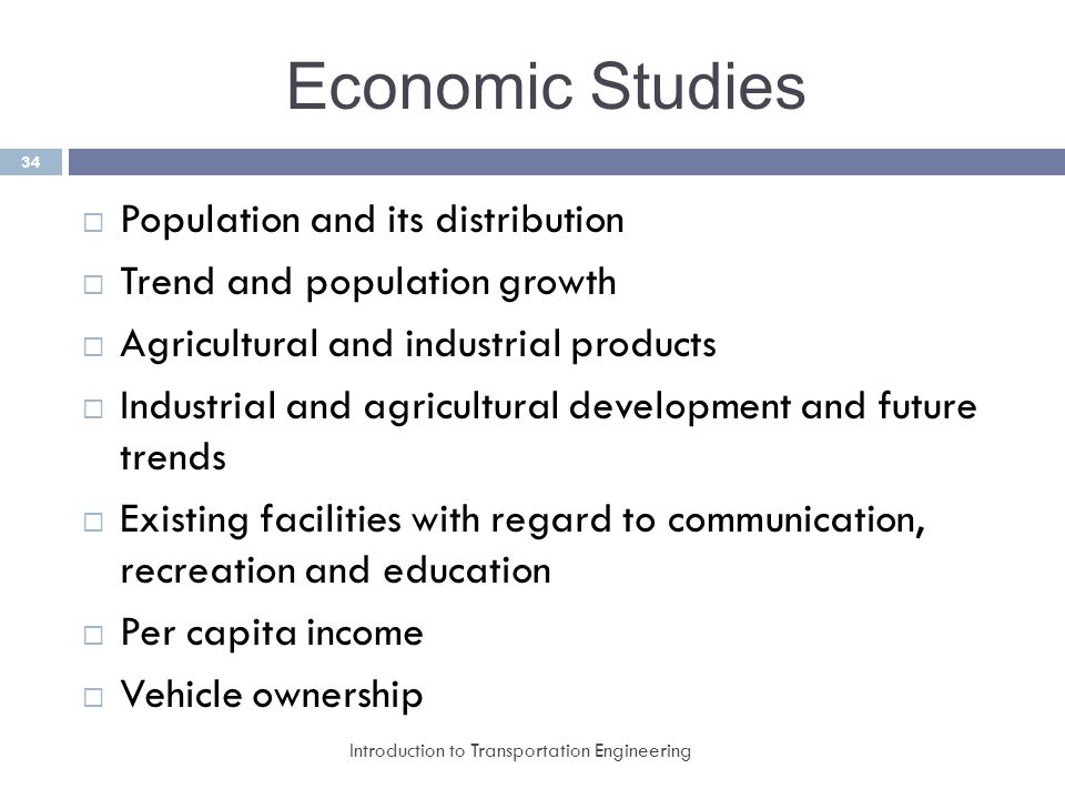 Economic Studies Population and its distribution