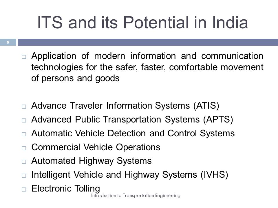 ITS and its Potential in India