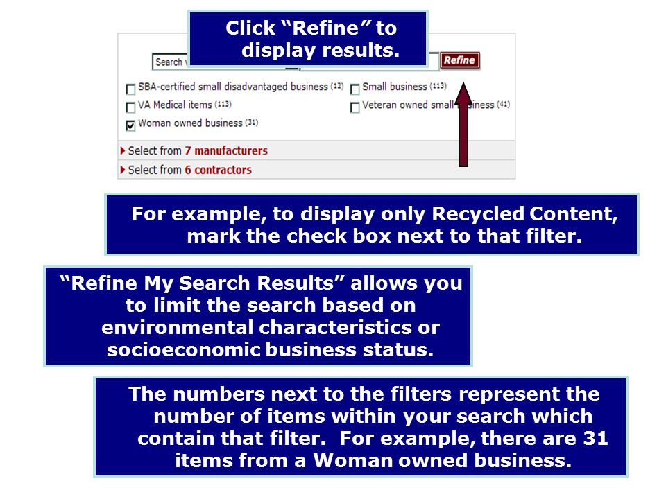 Click Refine to display results.