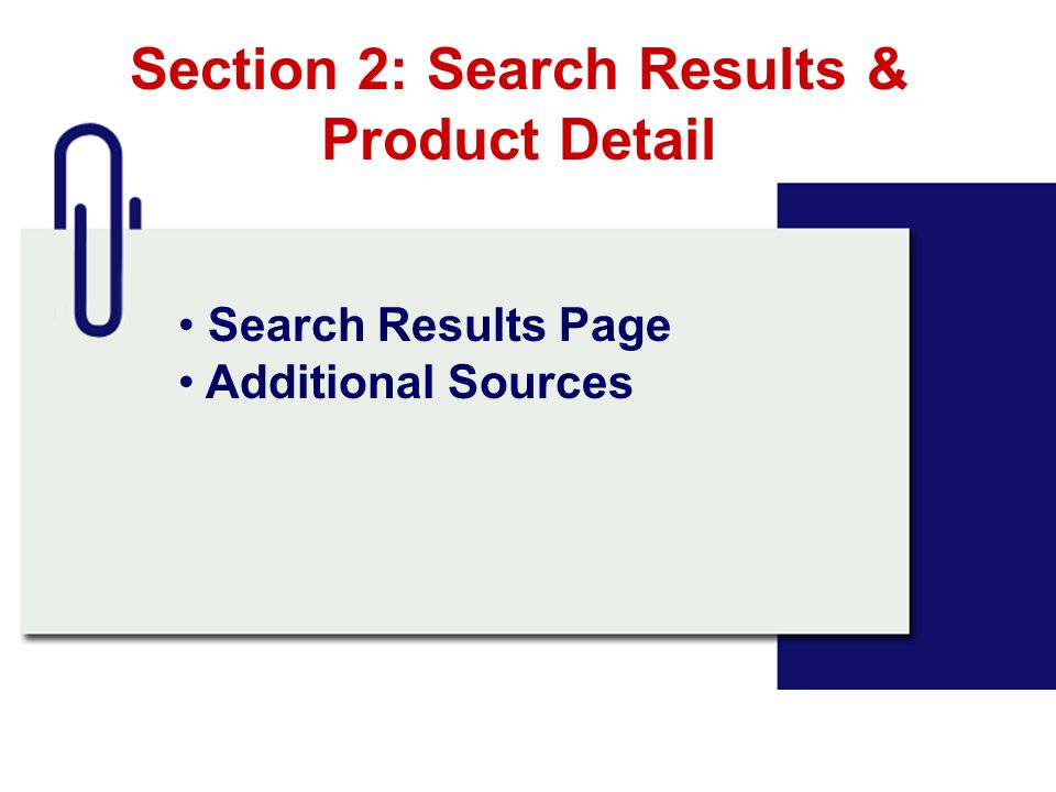 Section 2: Search Results & Product Detail