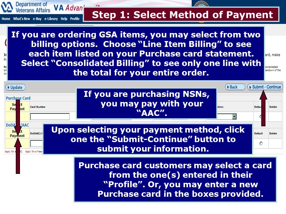 Step 1: Select Method of Payment