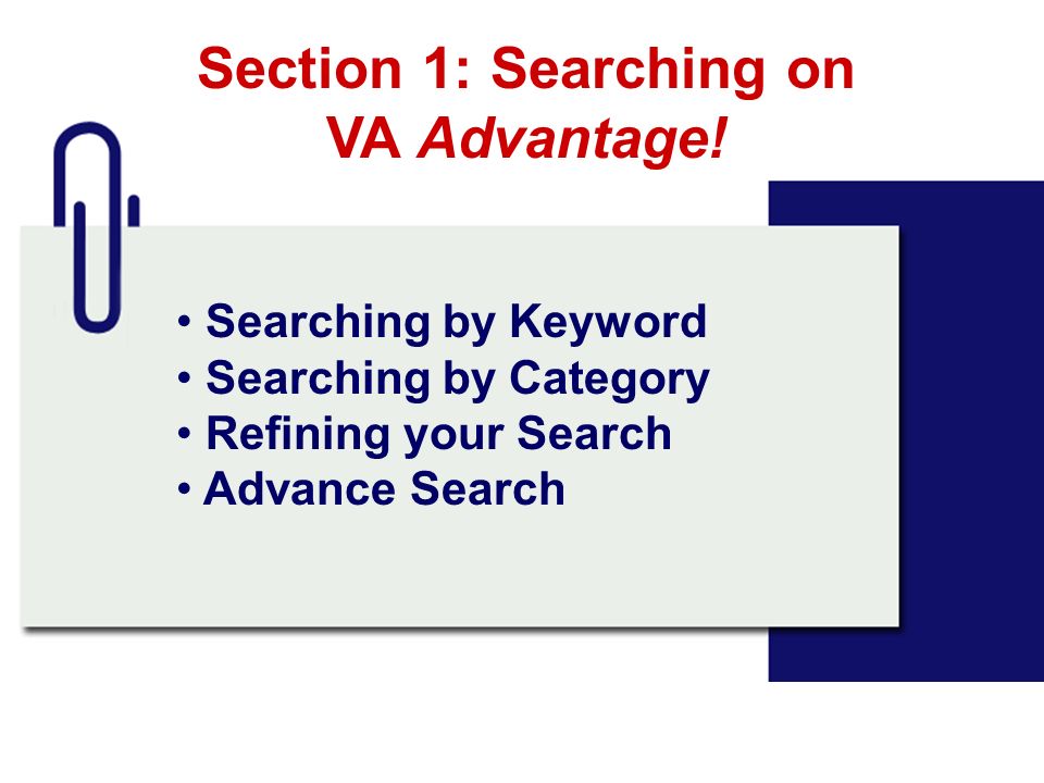 Section 1: Searching on VA Advantage!