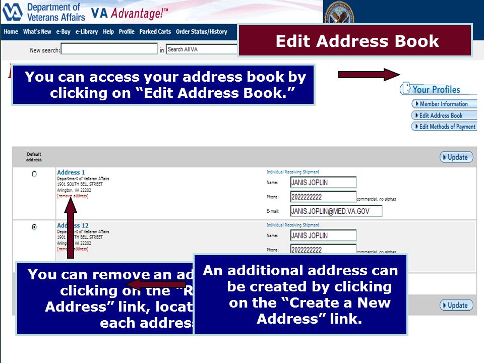 You can access your address book by clicking on Edit Address Book.