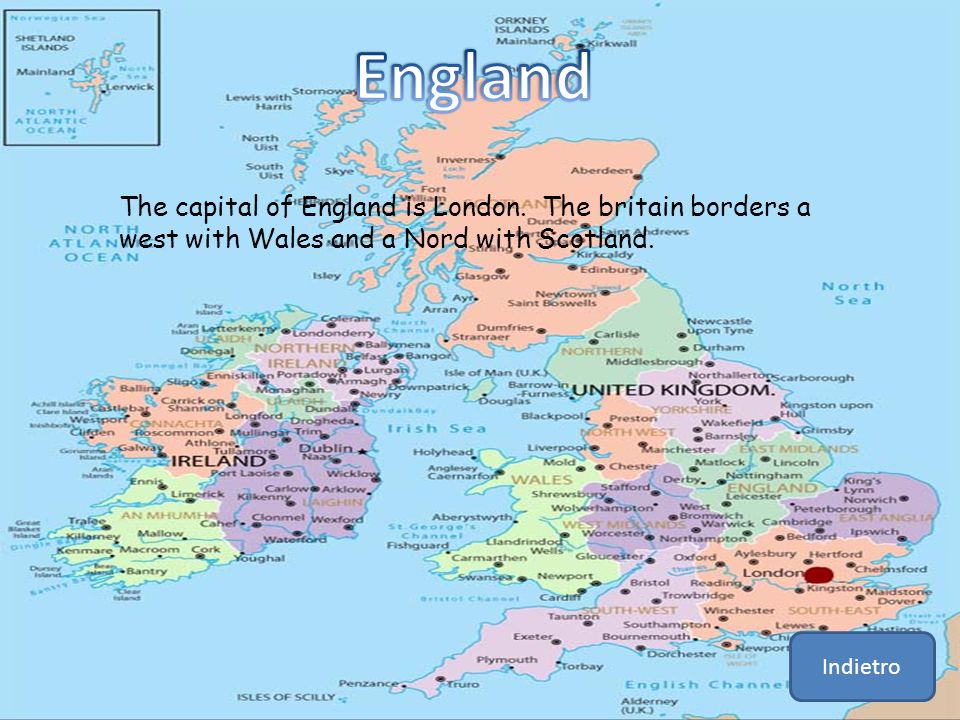 England The capital of England is London. The britain borders a west with Wales and a Nord with Scotland.