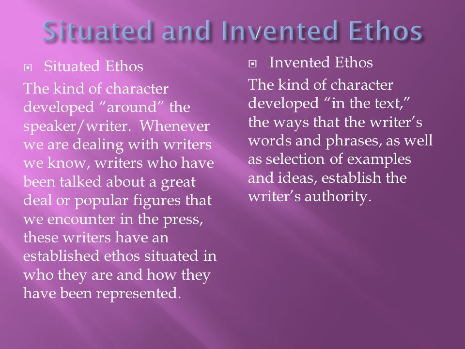 Situated and Invented Ethos