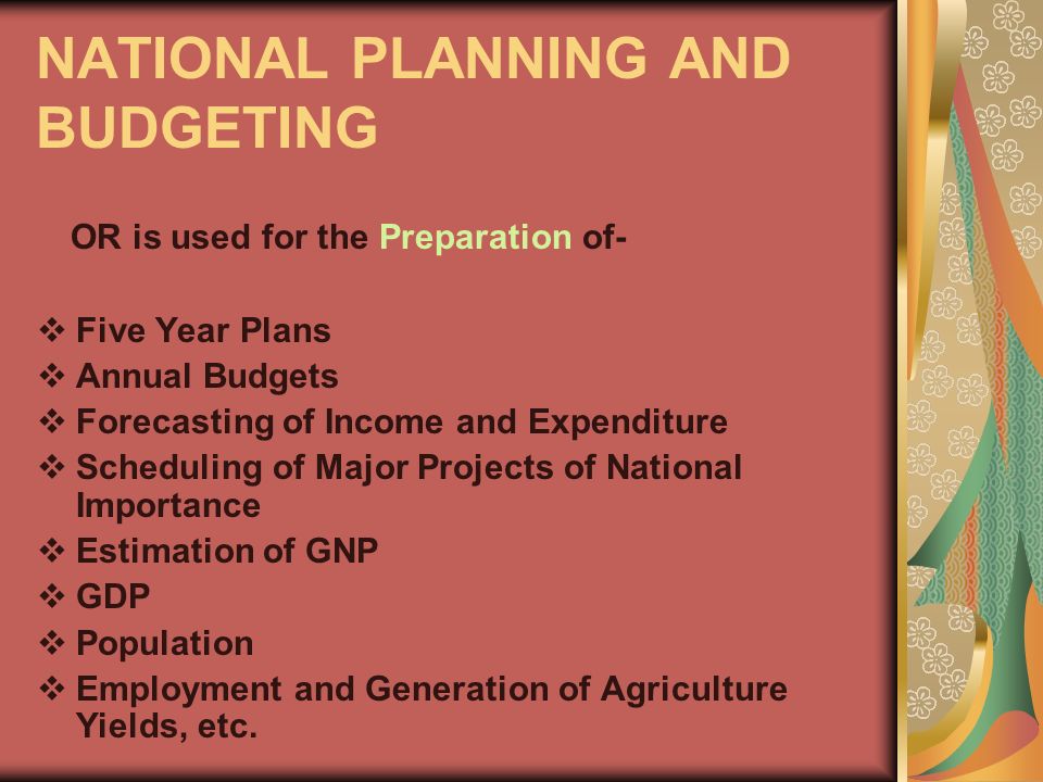 NATIONAL PLANNING AND BUDGETING