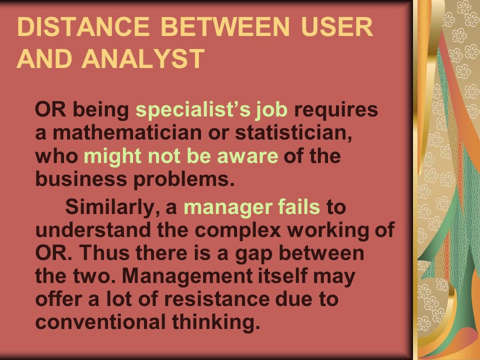DISTANCE BETWEEN USER AND ANALYST