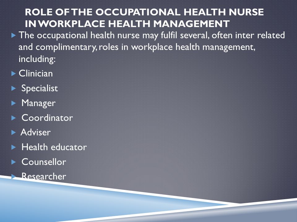 Occupational Health Nursing - Ppt Video Online Download