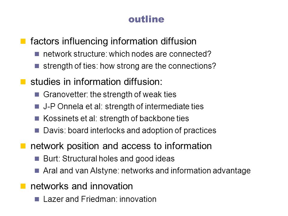 factors influencing information diffusion