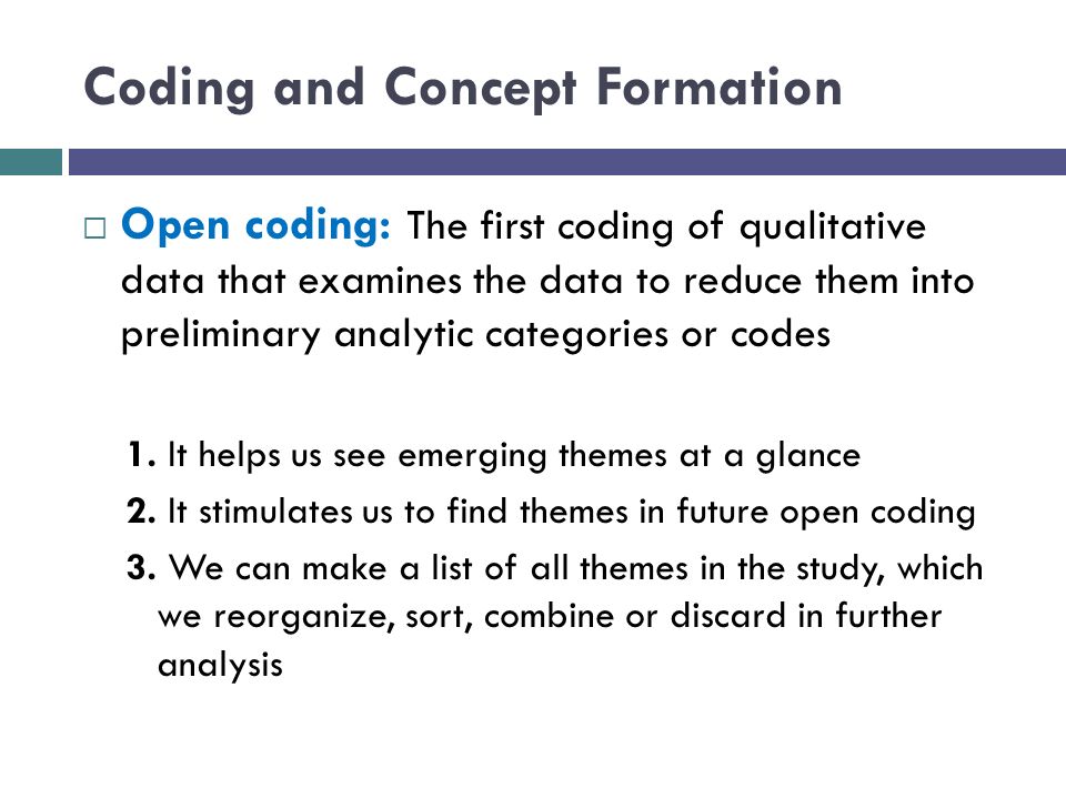 Coding and Concept Formation