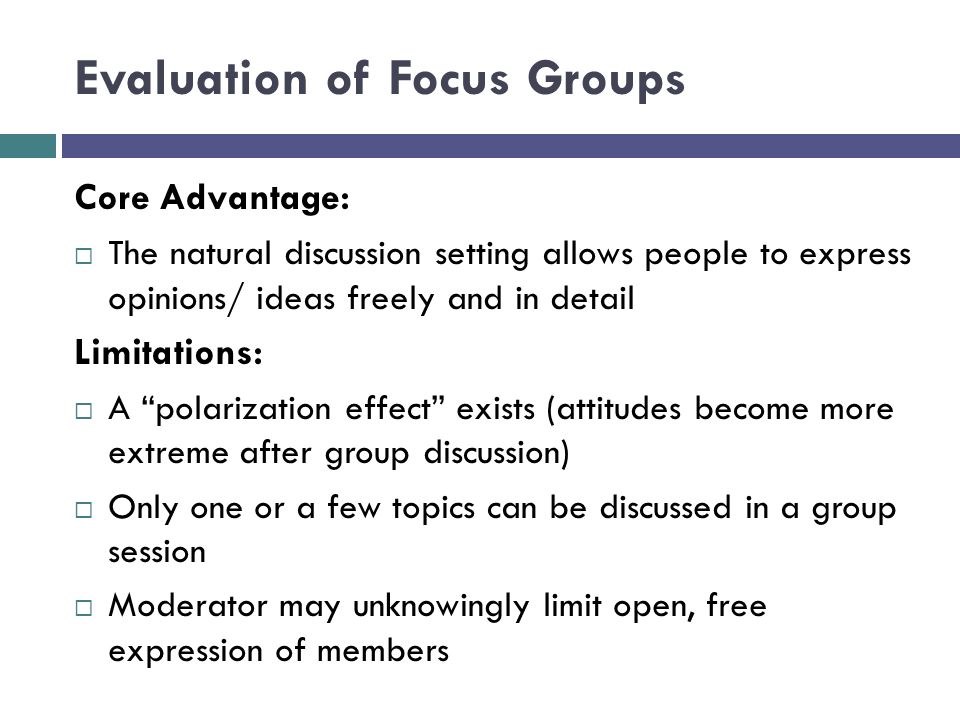 Evaluation of Focus Groups