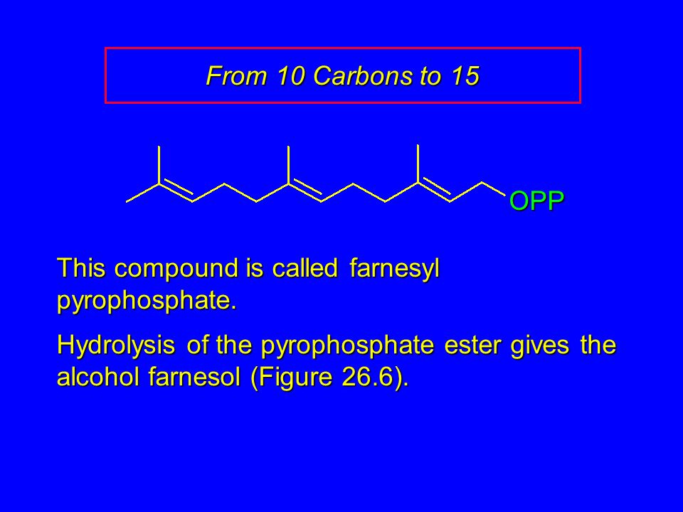 From 10 Carbons to 15 OPP. This compound is called farnesyl pyrophosphate.