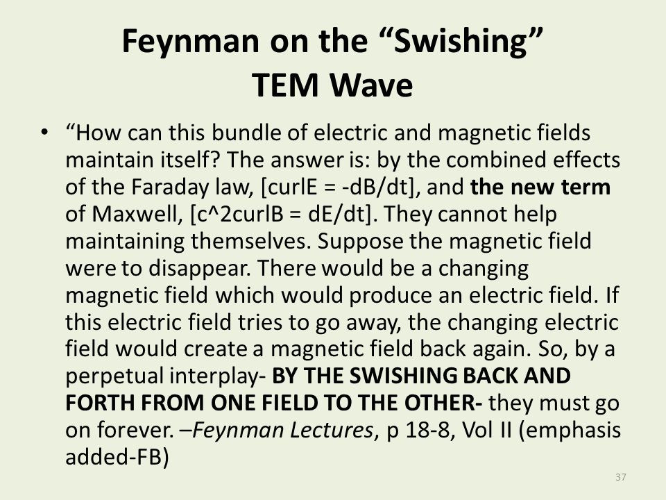 Feynman on the Swishing TEM Wave