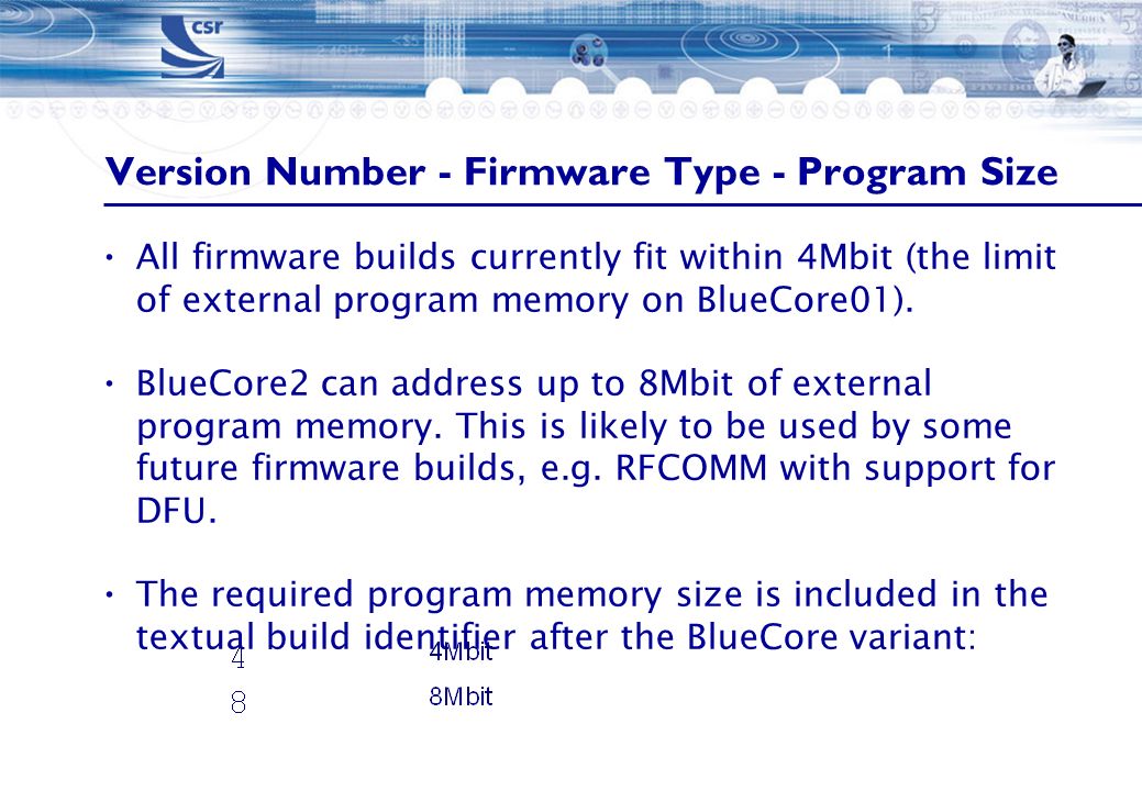Version Number - Firmware Type - Program Size