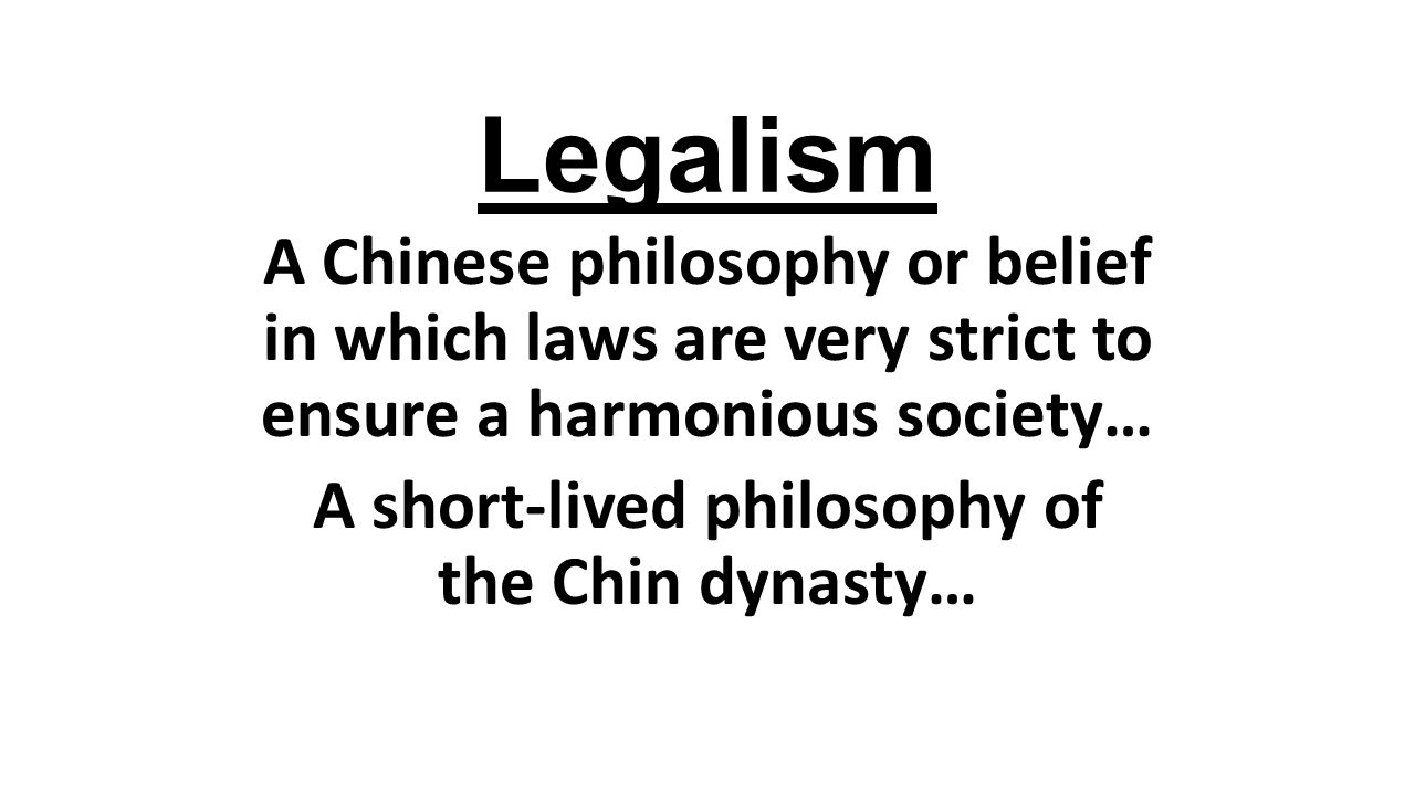 A short-lived philosophy of the Chin dynasty…