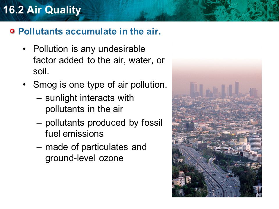 Pollutants accumulate in the air.