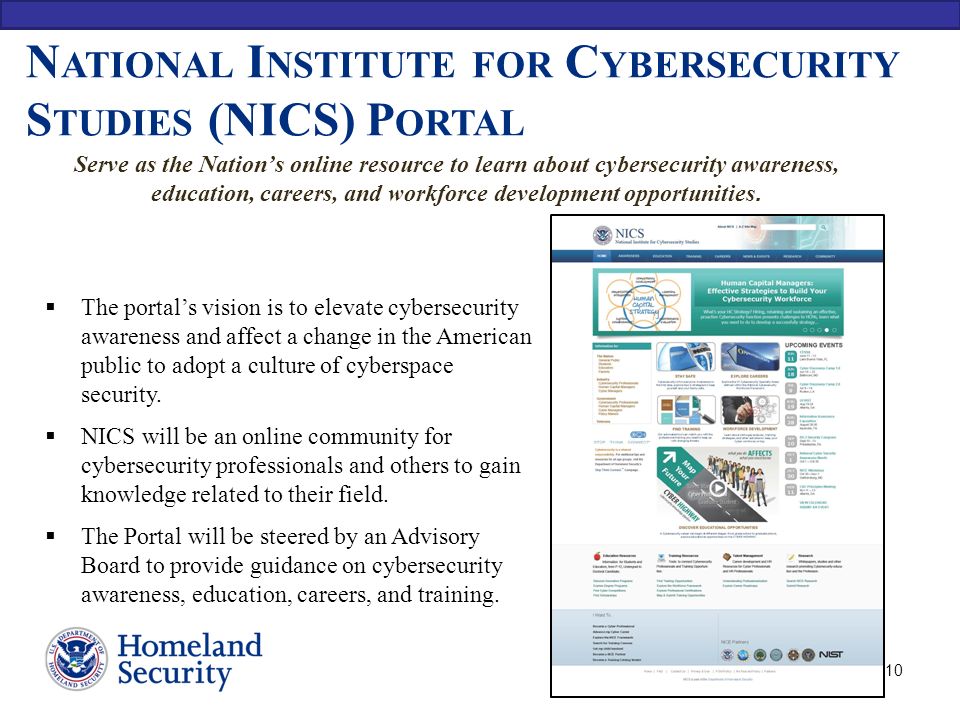 National Institute for Cybersecurity Studies (NICS) Portal