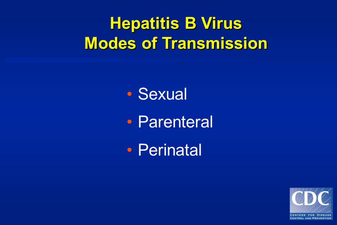 Hepatitis B Virus Modes of Transmission Sexual Parenteral Perinatal 2