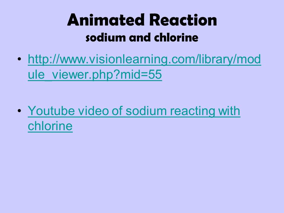 Animated Reaction sodium and chlorine