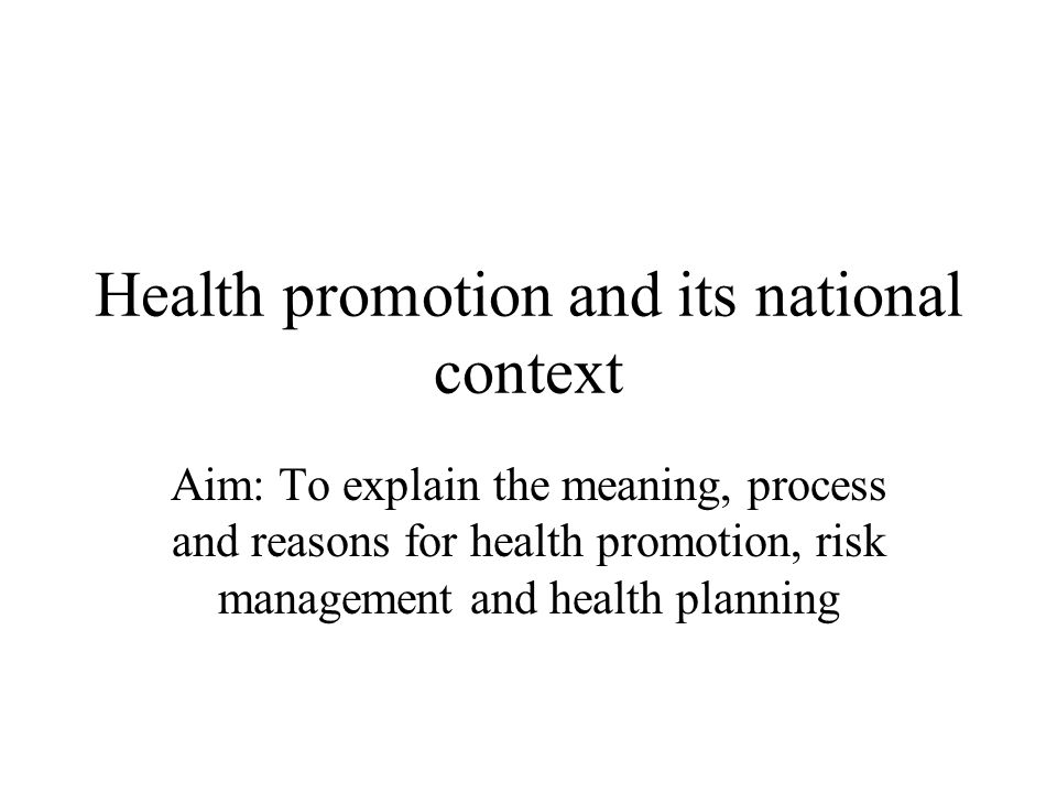 Health promotion and its national context