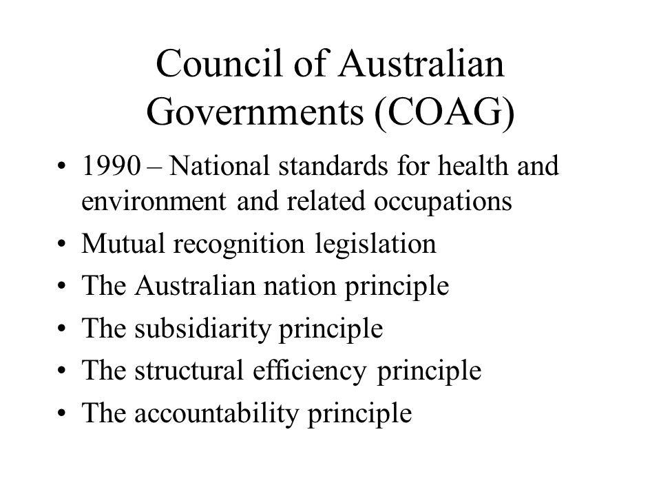 Council of Australian Governments (COAG)