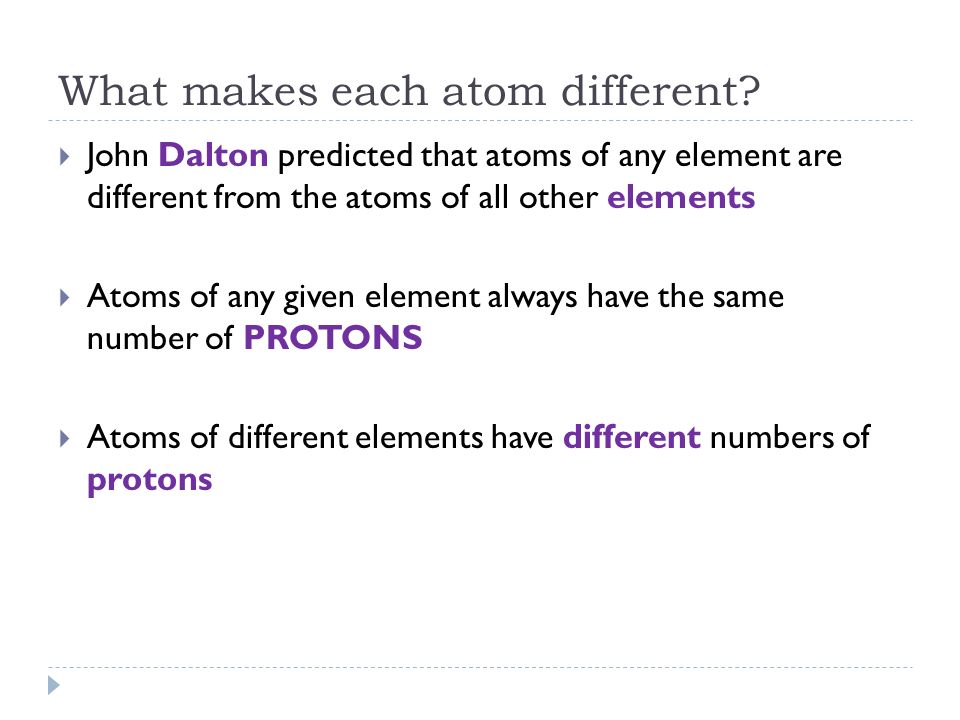 What makes each atom different