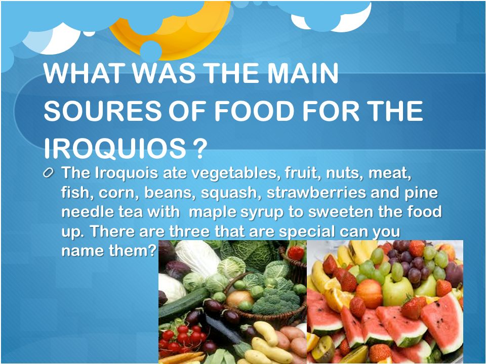 WHAT WAS THE MAIN SOURES OF FOOD FOR THE IROQUIOS