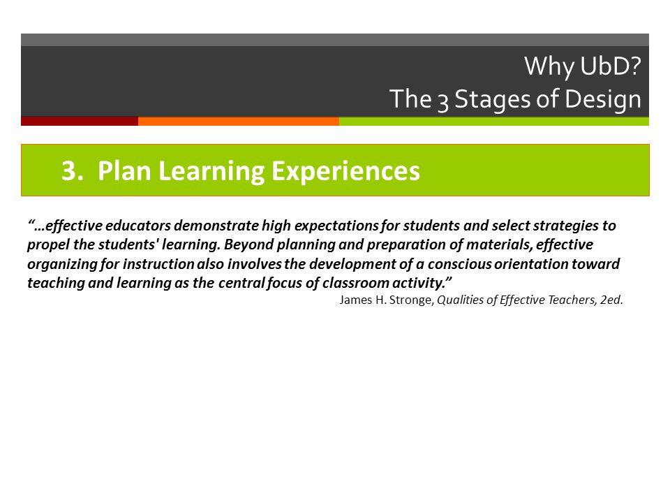 Why UbD The 3 Stages of Design