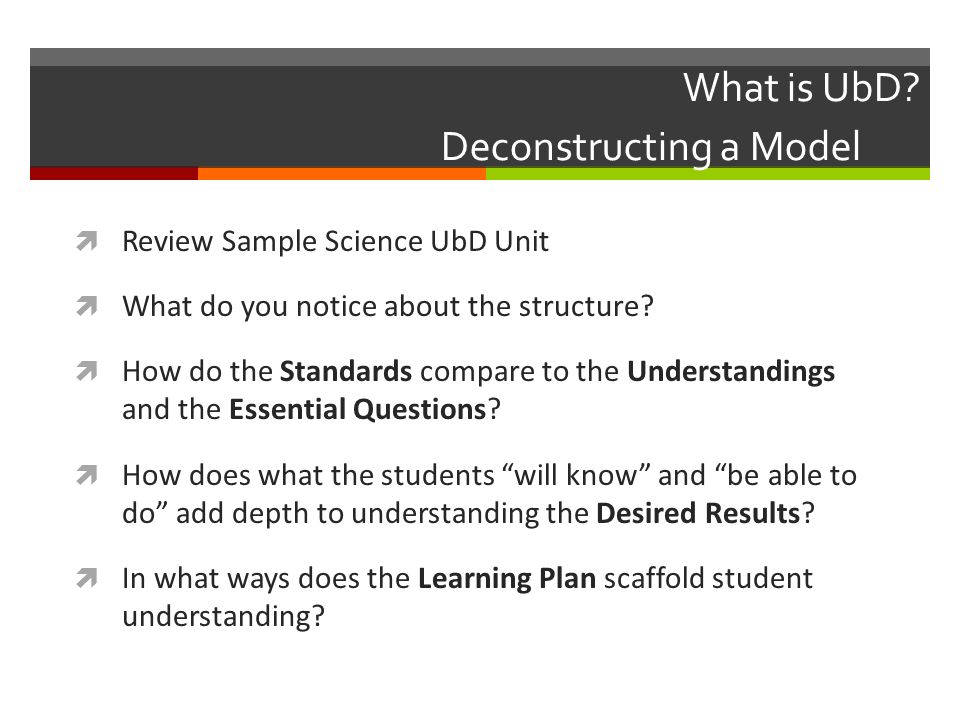 What is UbD Deconstructing a Model