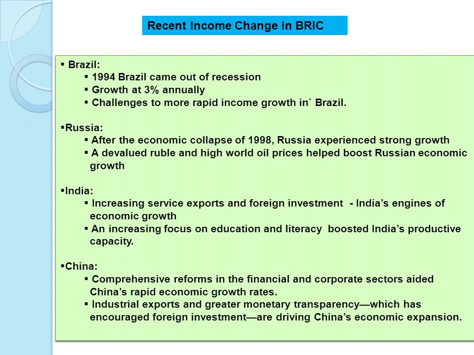Recent Income Change in BRIC