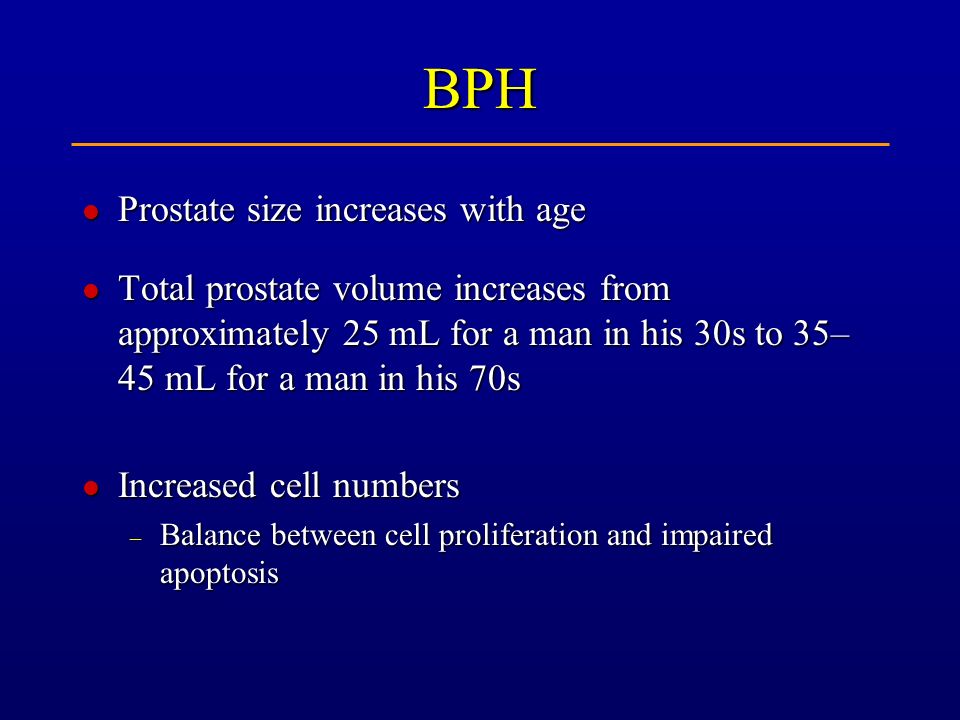 prostate volume by age chart