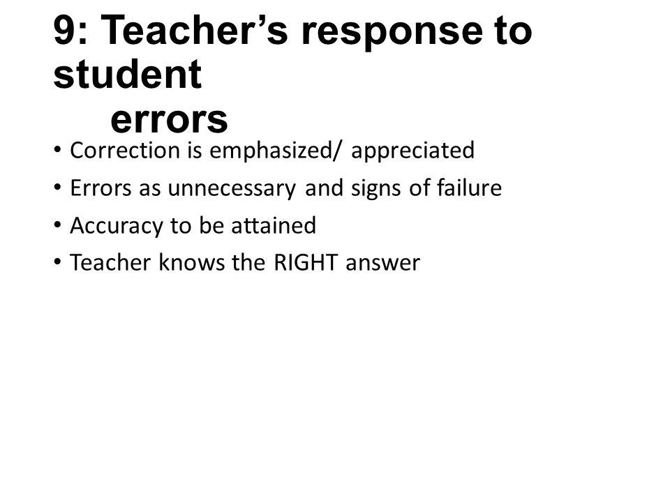 9: Teacher’s response to student errors