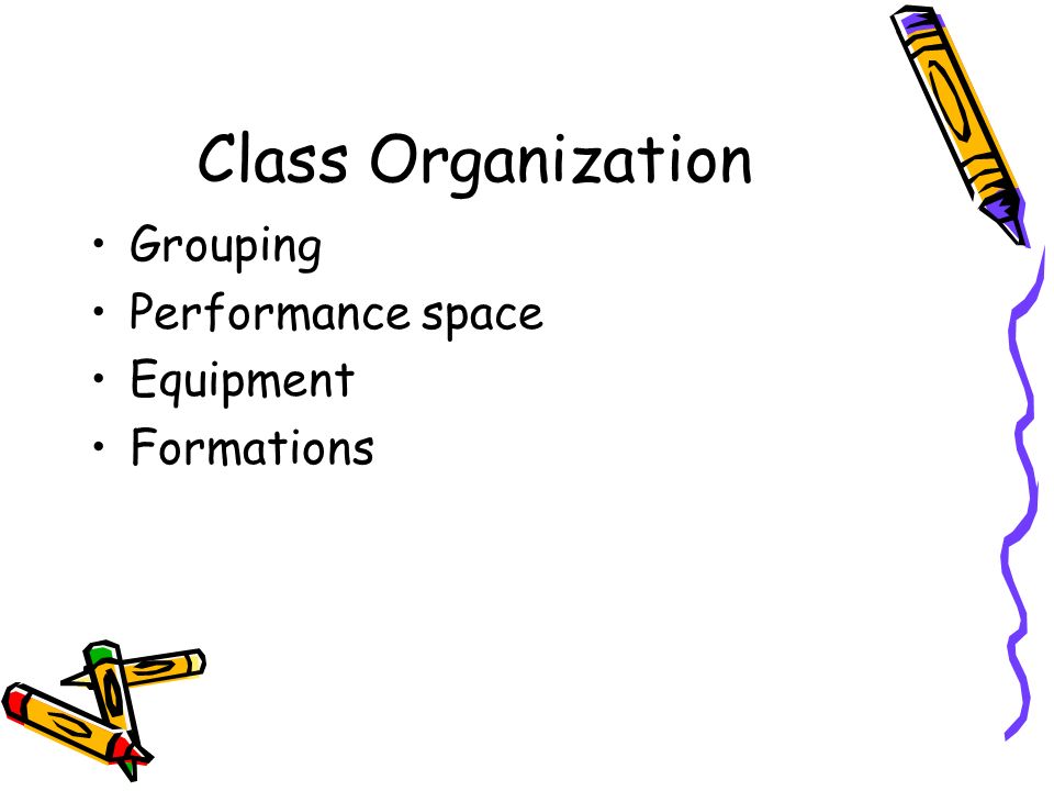 Class Organization Grouping Performance space Equipment Formations