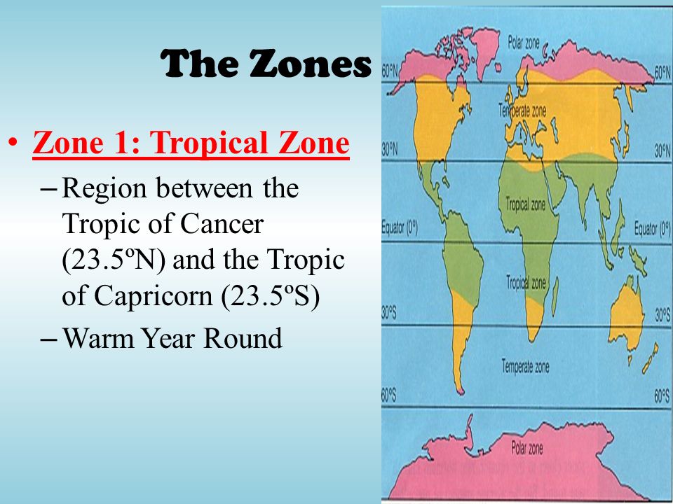 The Zones Zone 1: Tropical Zone