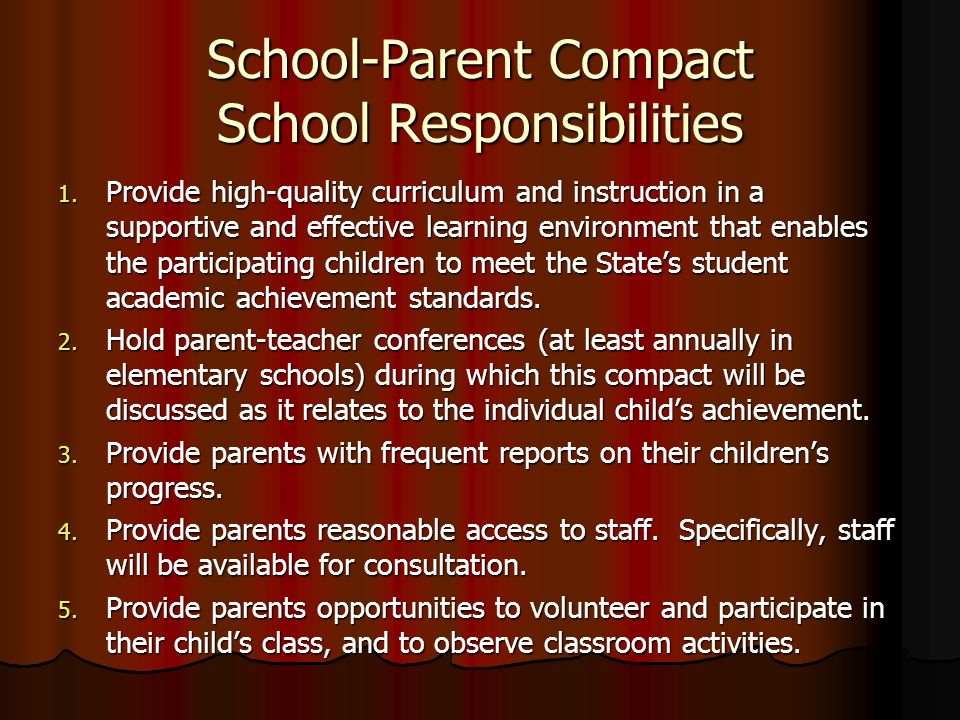 School-Parent Compact School Responsibilities