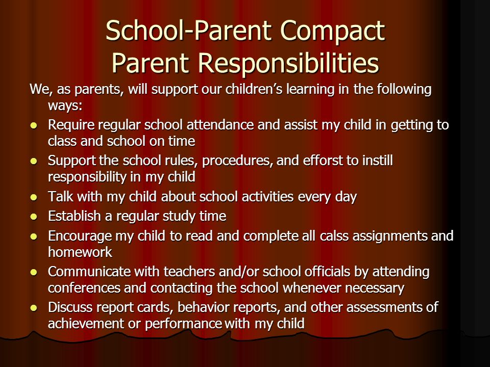 School-Parent Compact Parent Responsibilities