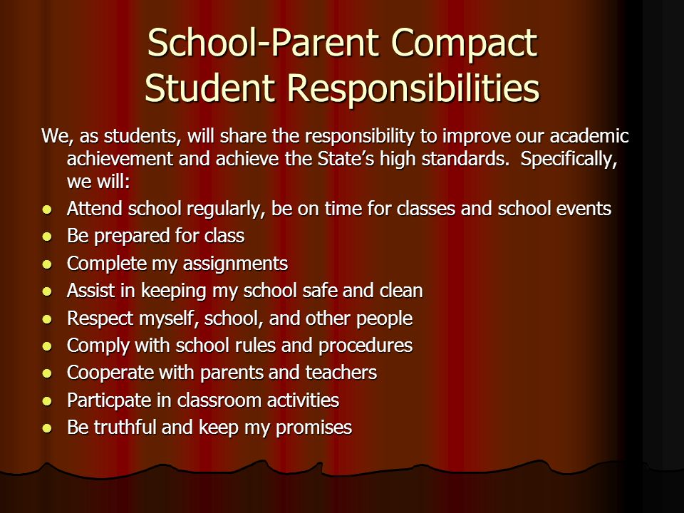 School-Parent Compact Student Responsibilities
