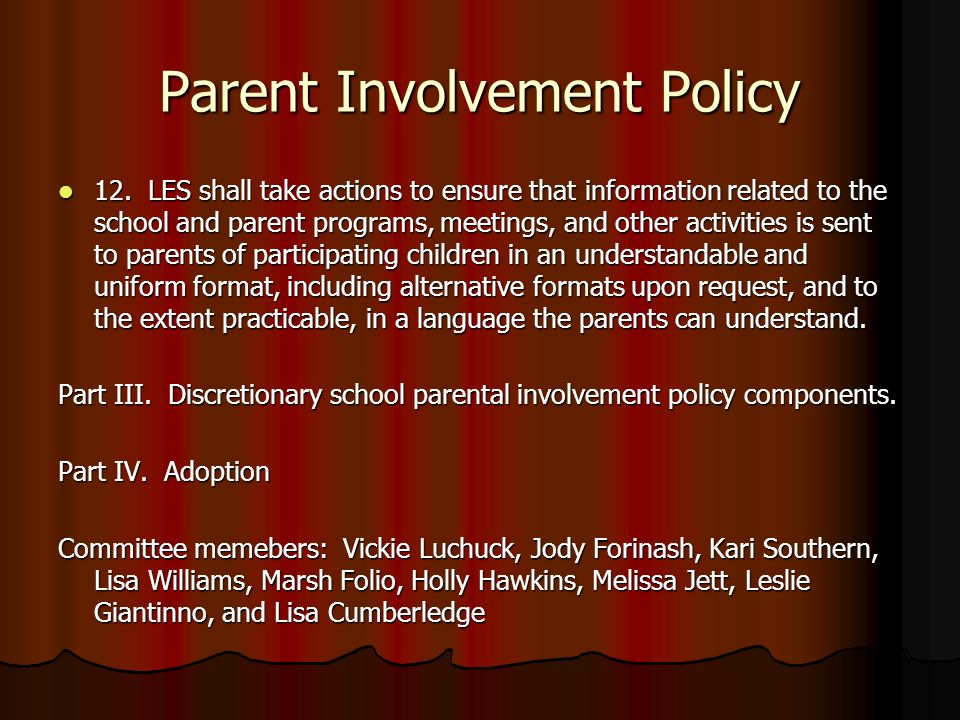 Parent Involvement Policy