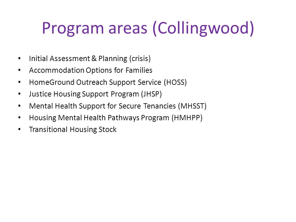 Program areas (Collingwood)