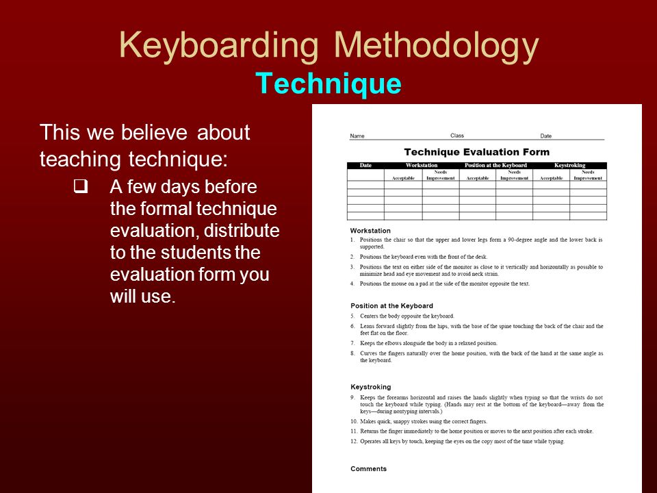 Keyboarding Methodology Technique