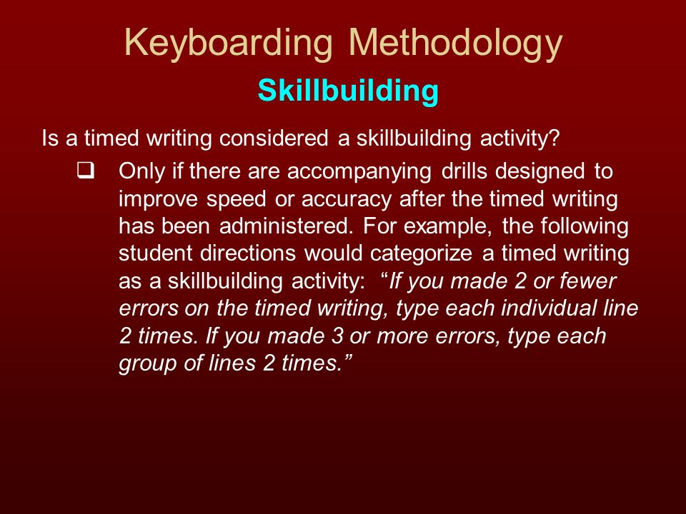 Keyboarding Methodology Skillbuilding