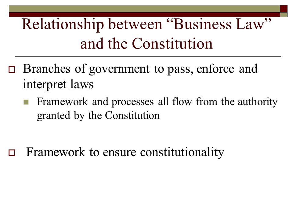 Relationship between Business Law and the Constitution