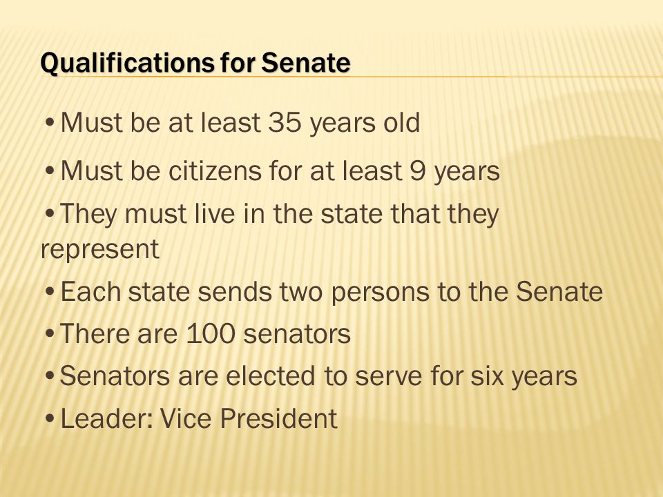 Qualifications for Senate