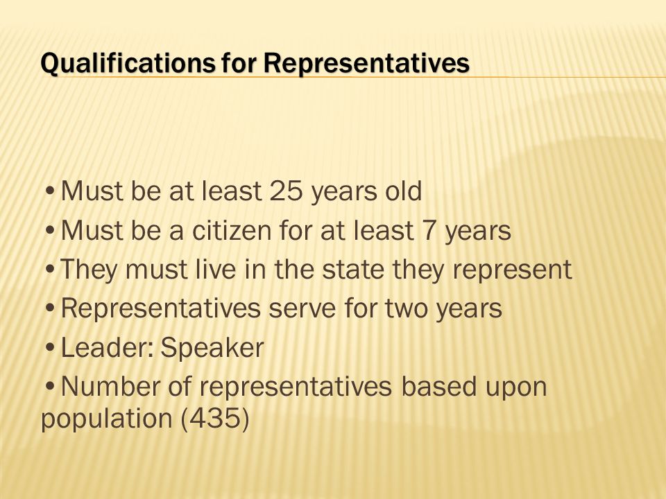 Qualifications for Representatives