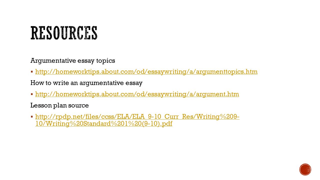 Resources Argumentative essay topics